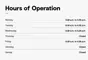 Example of a data set content component displaying the hours of operation for a sample community.